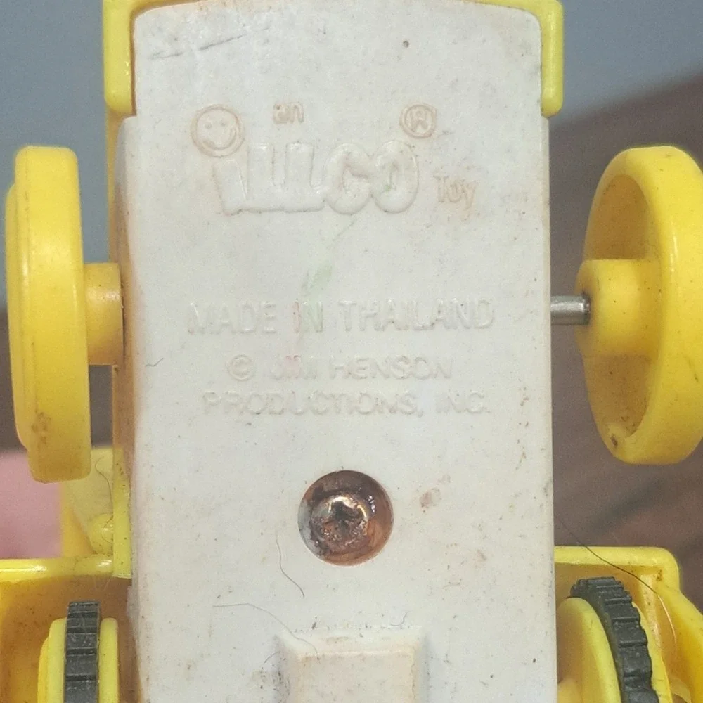 VTG Illco Sesame Street Cookie Monster Yellow Train Engine Toy Jim Henson‎ Retro